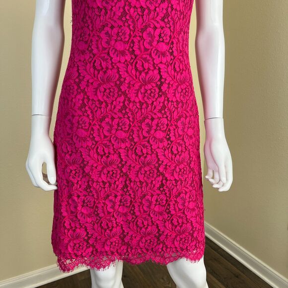 Alice + Olivia Women Size 8 Pink Lace Floral Sheath Mini Dress Cocktail Formal - Picture 8 of 17